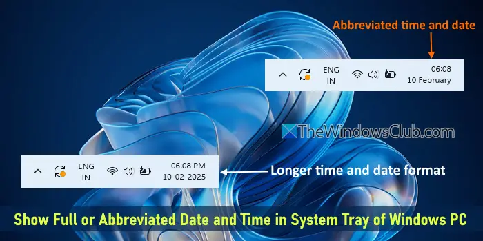 在Windows 11的系統托盤中顯示完整或縮寫的日期和時間