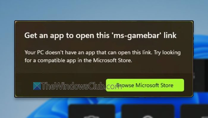 修复获取一个应用程序以打开此“ MS-GAMEBAR”链接