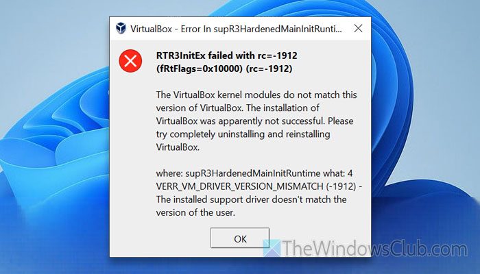 VirtualBox内核模块不匹配此版本的VirtualBox